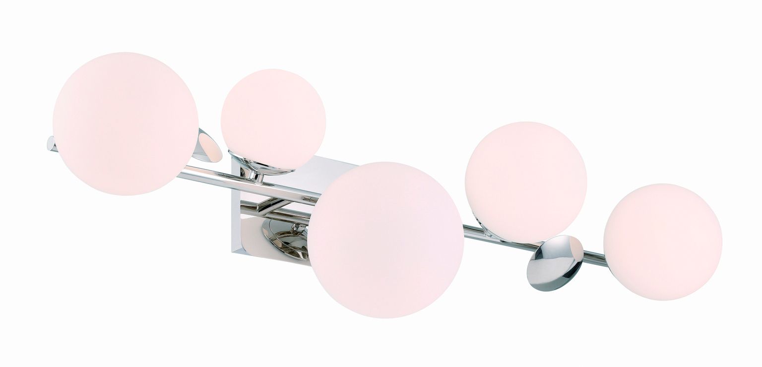 Image 2 Eurofase Vine 5-Light LED Vanity Bath Light, Polished Nickel, Opal Glass more views