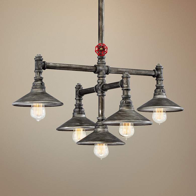Image 1 Eurofase Zinco 29 1/2" Wide Aged Silver 5-Light Pendant