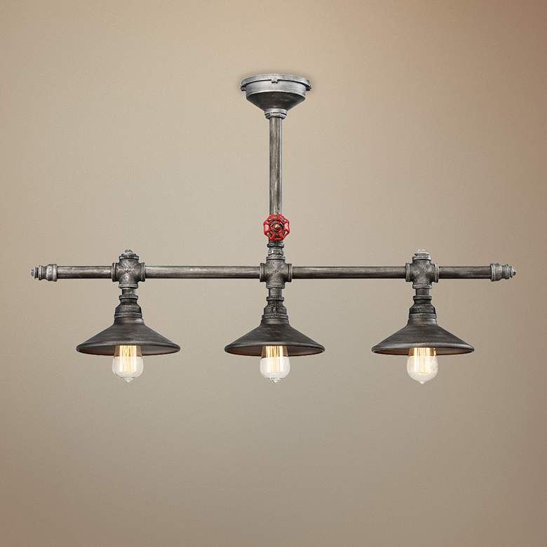 Image 1 Eurofase Zinco 36"W Aged Silver Kitchen Island Light Pendant