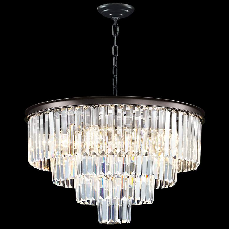 Image 1 Europa 24" Wide Satin Black and Crystal Chandelier