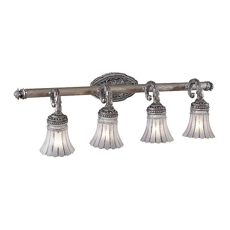 Europa Collection 33 1/4 inchW Brushed Nickel 4-Light Bath Light