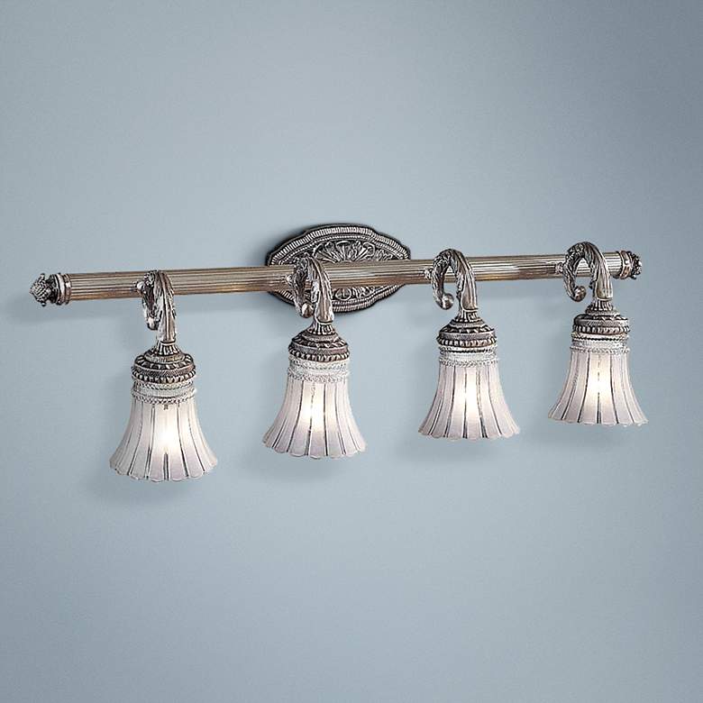 Europa Collection 33 1/4 inchW Brushed Nickel 4-Light Bath Light