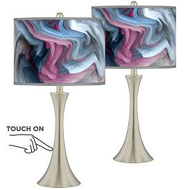 Image1 of Europa Trish Brushed Nickel Touch Table Lamps Set of 2