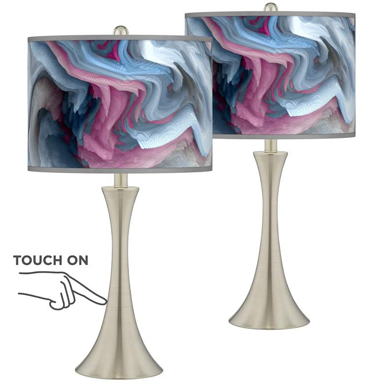 Image 1 Europa Trish Brushed Nickel Touch Table Lamps Set of 2