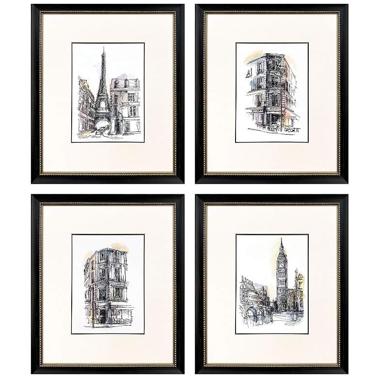 Image 2 European Journal 17"W x 20"H Framed Art - Set of 4