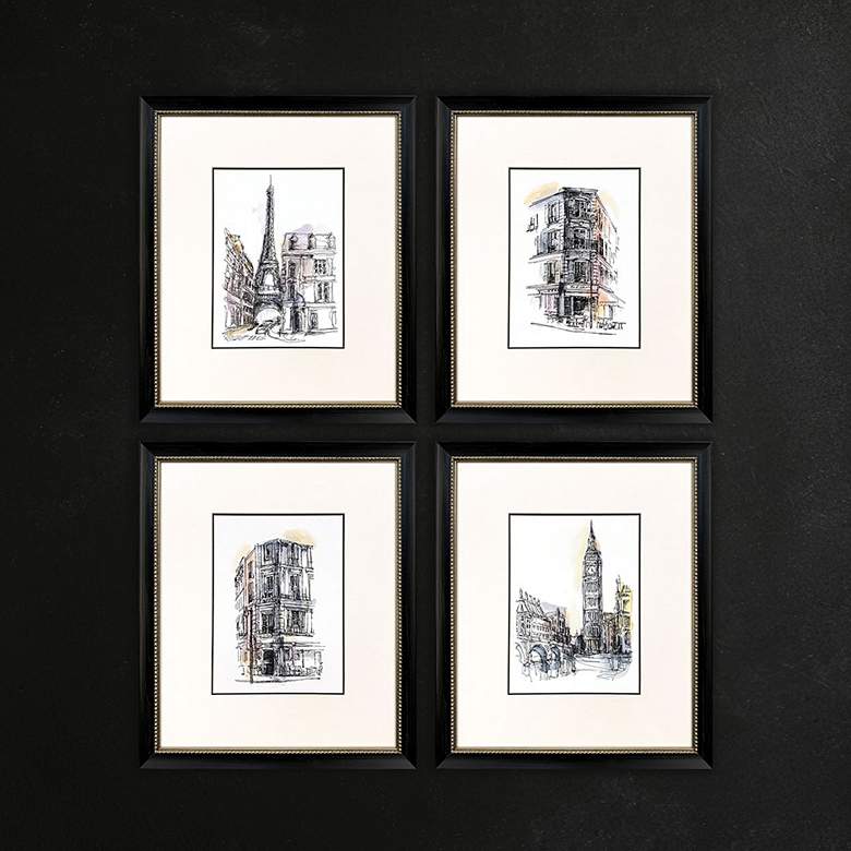 Image 1 European Journal 17"W x 20"H Framed Art - Set of 4