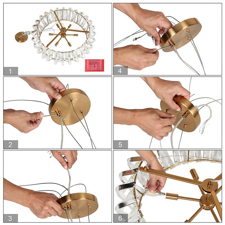 Image 6 Eurydamas 6-Light Gold Crystal Drum Chandelier more views
