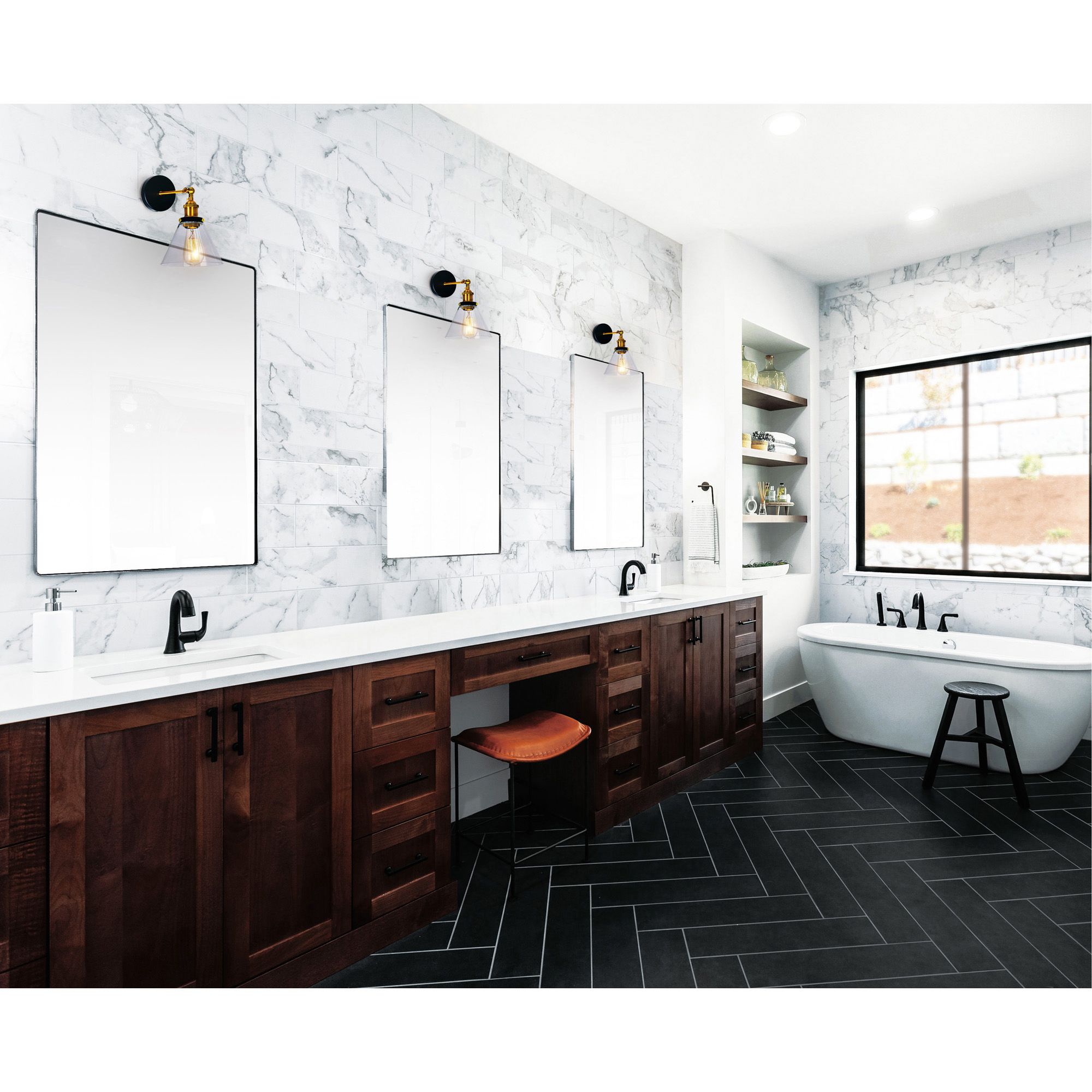 Image 7 Eustis 1 Light Wall Sconce With Black & Gold Brass Finish more views