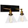 Eustis 2 Light Wall Sconce With Black & Gold Brass Finish