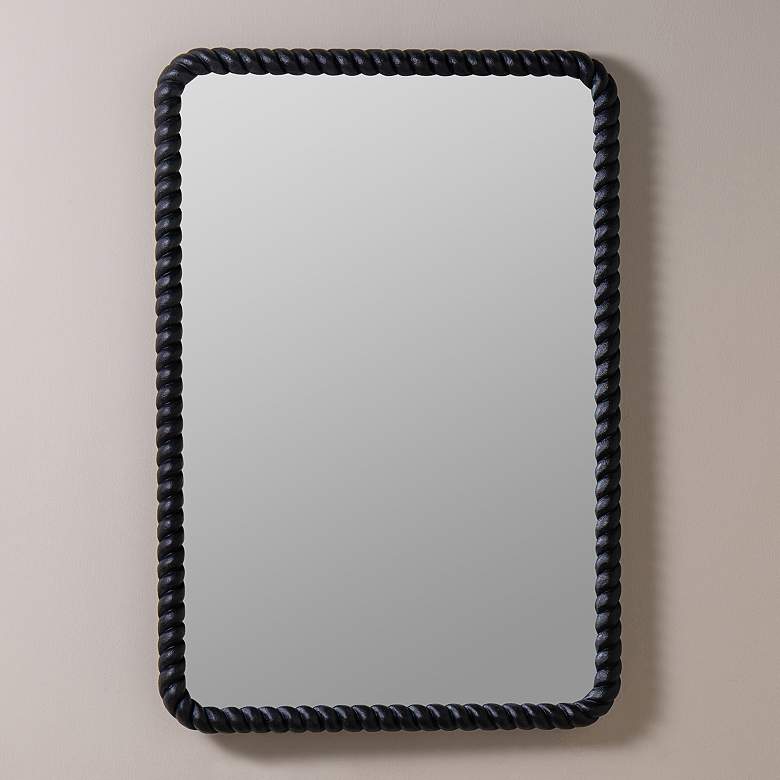 Image 1 Eva Matte Black 38" x 26" Resin Rectangle Wall Mirror