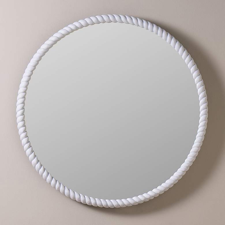 Image 1 Eva Matte White 34" x 34" Resin Round Wall Mirror