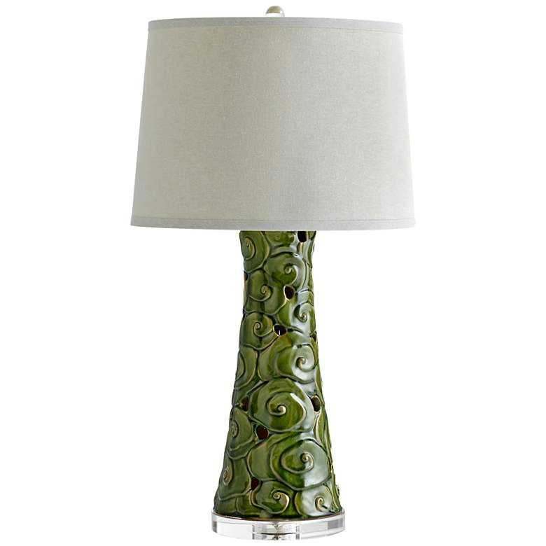 Image 1 Eva Swirling Ceramic Contemporary Green Table Lamp