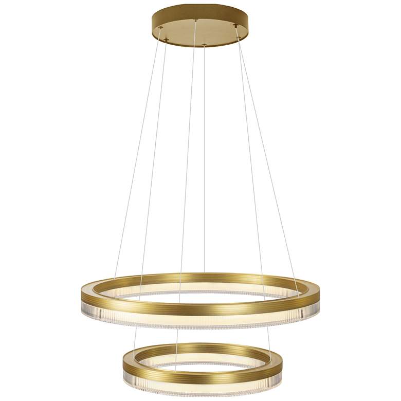 Image 1 Evaline Brushed Champagne Double Ring LED Pendant