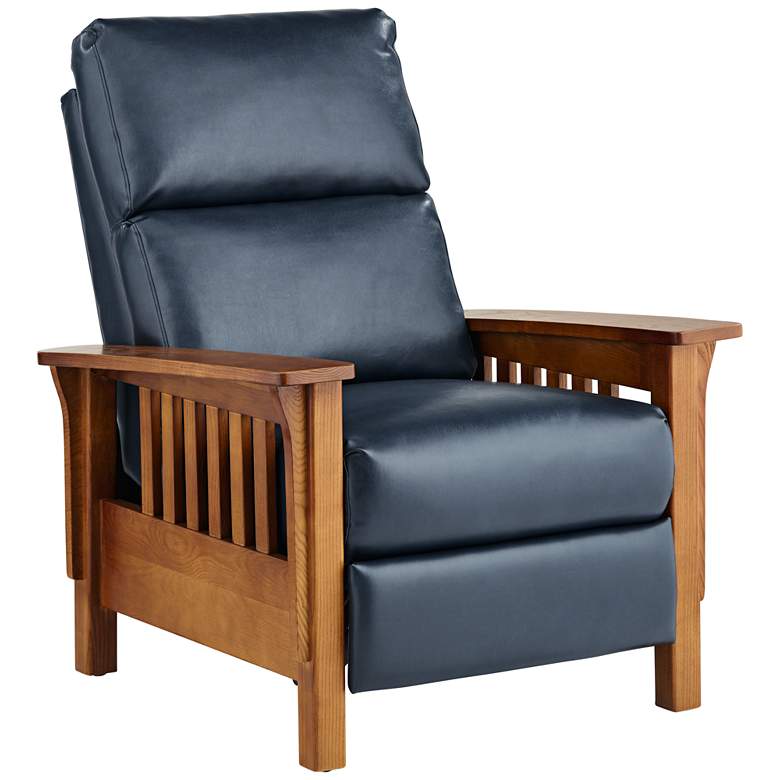 Evan Cantina Blue Leather 3-Way Recliner Chair