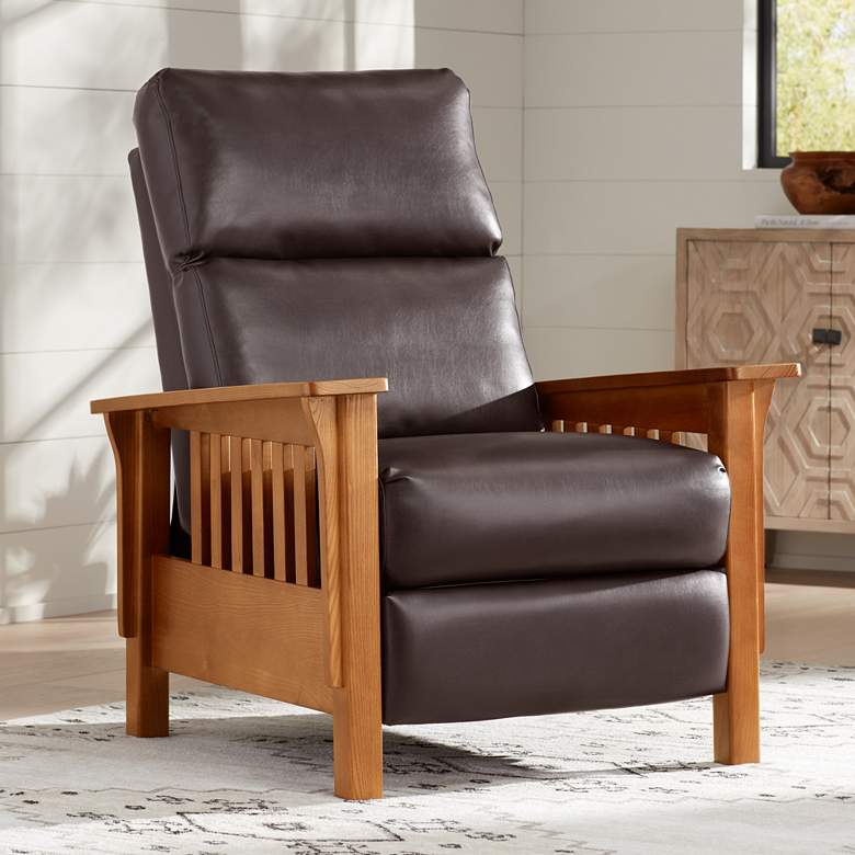Image 1 Evan Cantina Chocolate Faux Leather 3-Way Recliner Chair