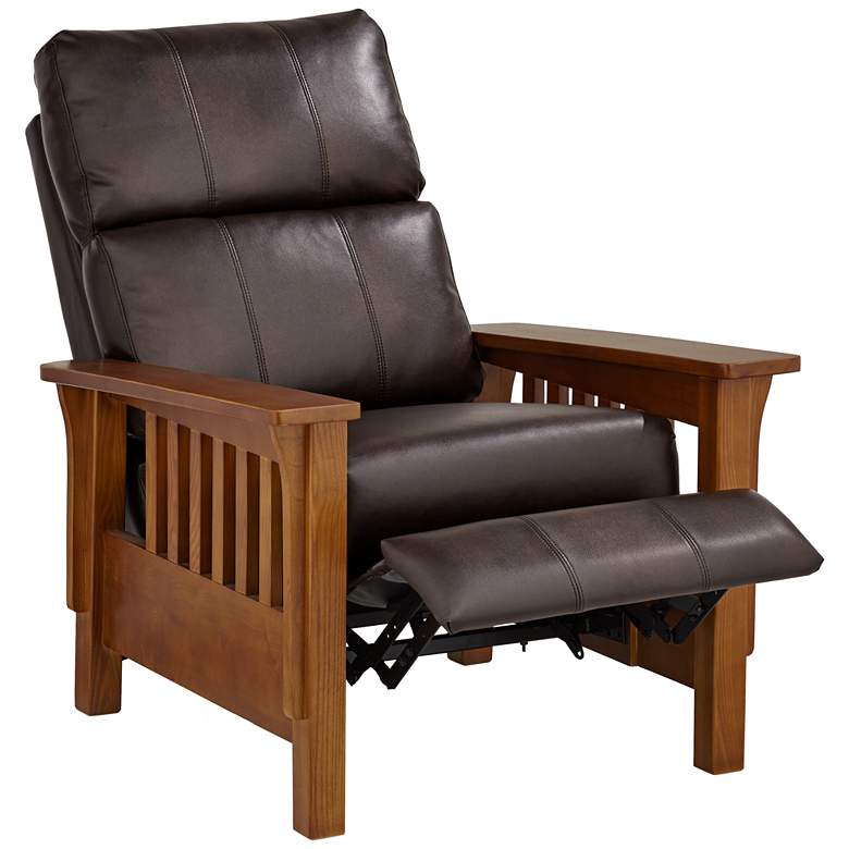 Image 7 Evan Charleston Chocolate Faux Leather 3-Way Recliner Chair more views