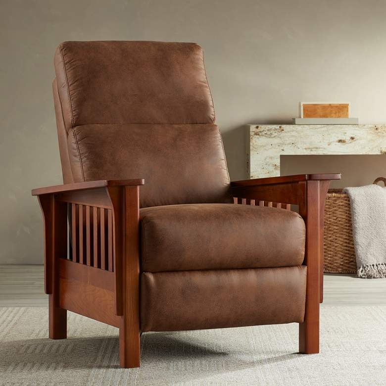 Image 1 Evan Elements Caramel Faux Leather 3-Way Recliner Chair