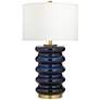 Evan Wavy Navy Blue Glass Modern Luxe Table Lamp