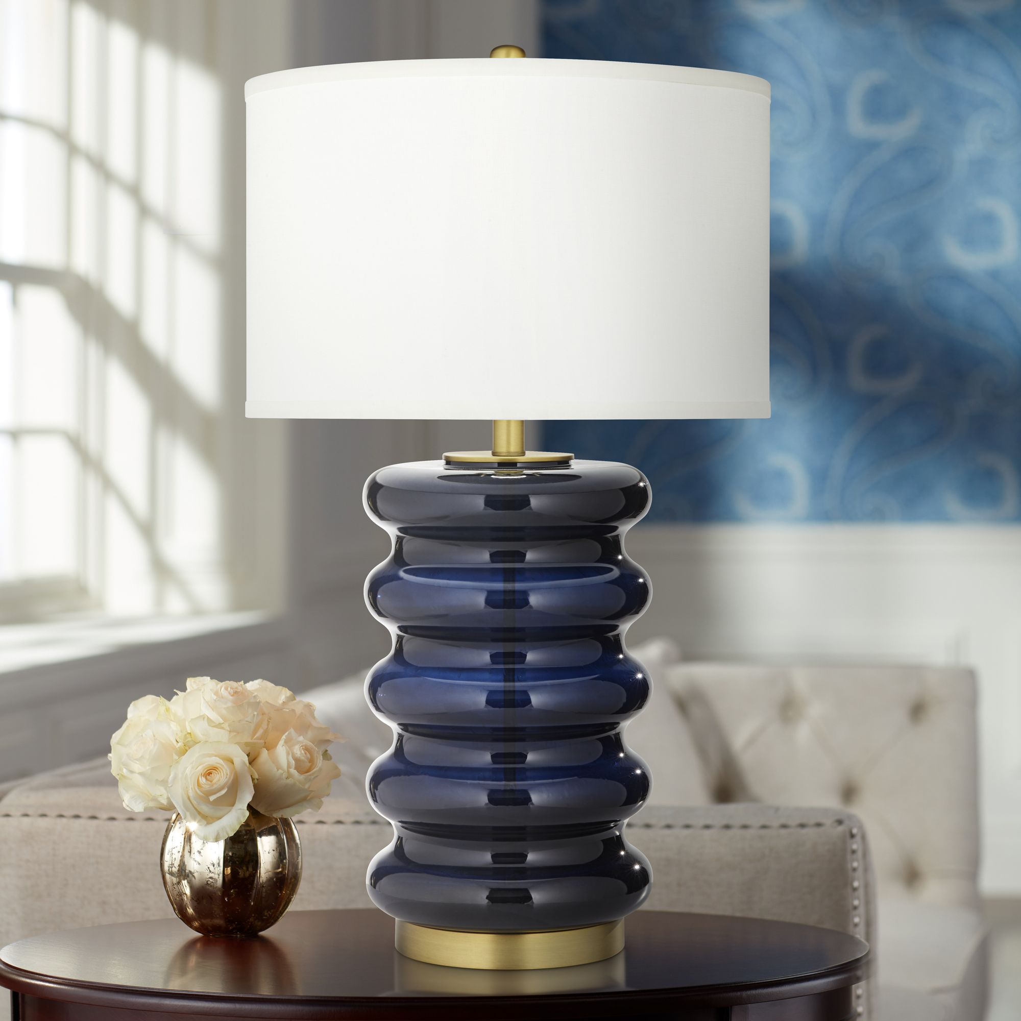 Navy blue best sale and gold lamps