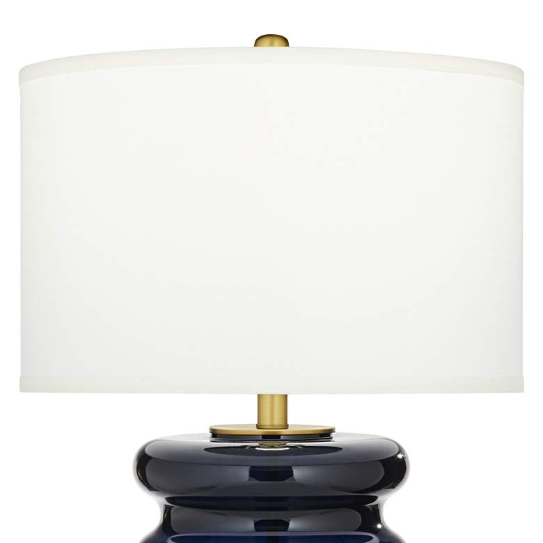 Image 4 Evan Wavy Navy Blue Glass Modern Luxe Table Lamp more views