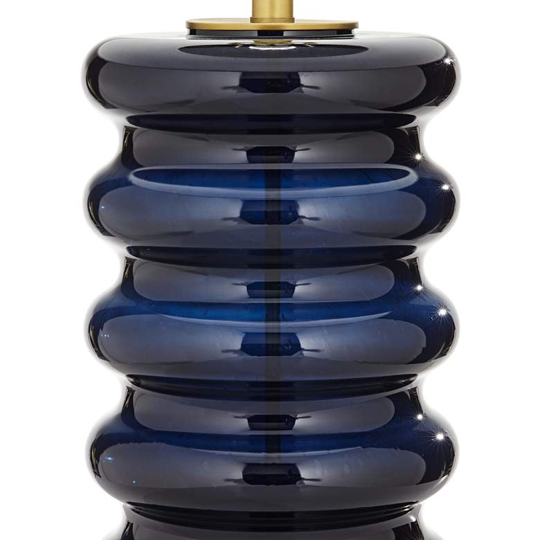 Image 6 Evan Wavy Navy Blue Glass Modern Luxe Table Lamp more views