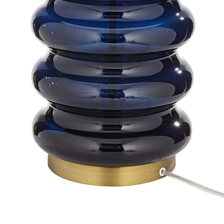 Image 7 Evan Wavy Navy Blue Glass Modern Luxe Table Lamp more views
