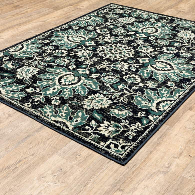 Image 1 Evandale 9838B 5&#39;3 inchx7&#39;3 inch Navy and Ivory Oriental Area Rug