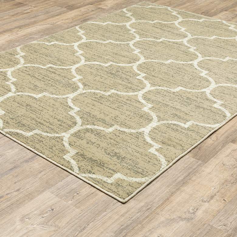 Image 1 Evandale 9853A 5&#39;3 inchx7&#39;3 inch Tan and Ivory Trellis Area Rug