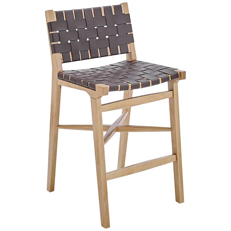 Image 1 Evangeline 26 1/2" Brown Faux Leather Counter Stool