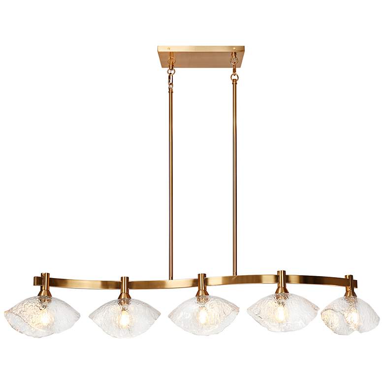 Image 1 Evangeline 44 1/2"W Plated Brass 5-Light Island Chandelier