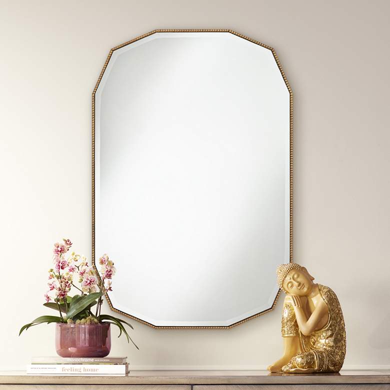 Image 1 Evangeline Gold 27 inch x 40 inch Cut-Corner Wall Mirror