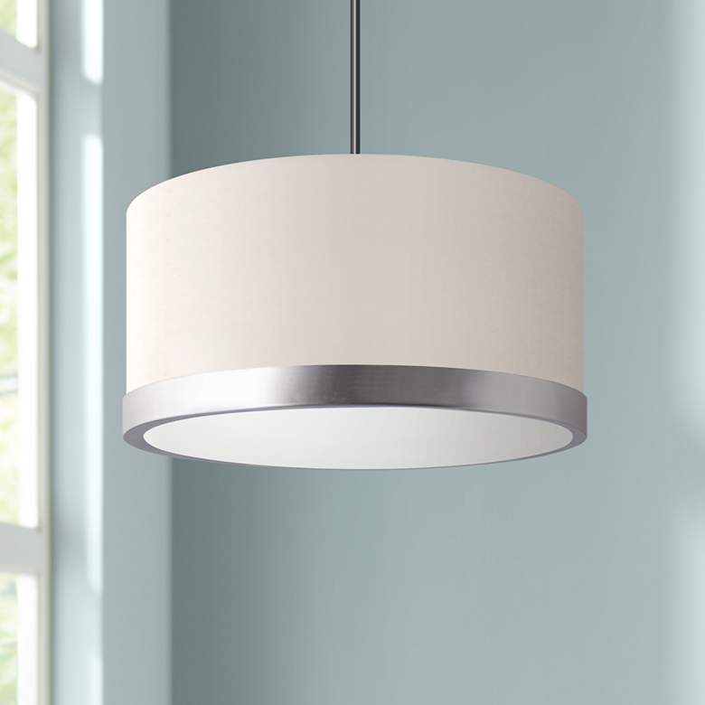 Image 1 Evanston 25" Wide Satin Nickel LED Drum Pendant Light