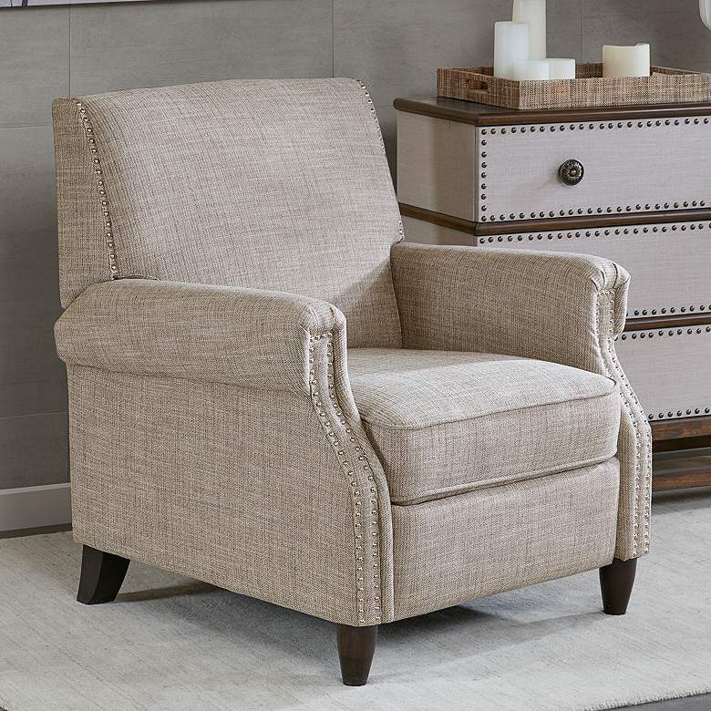 Image 1 Evanston Sand Fabric Push Back Recliner