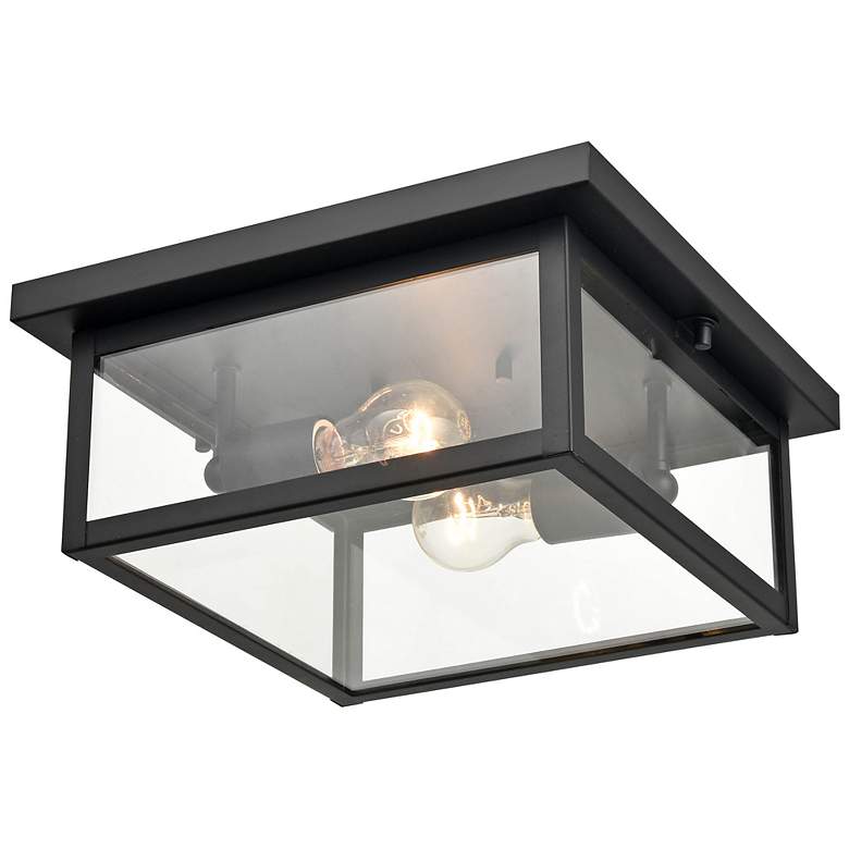 Image 4 Evanton 12" Wide Black 2-Light Outdoor Ceiling Light more views