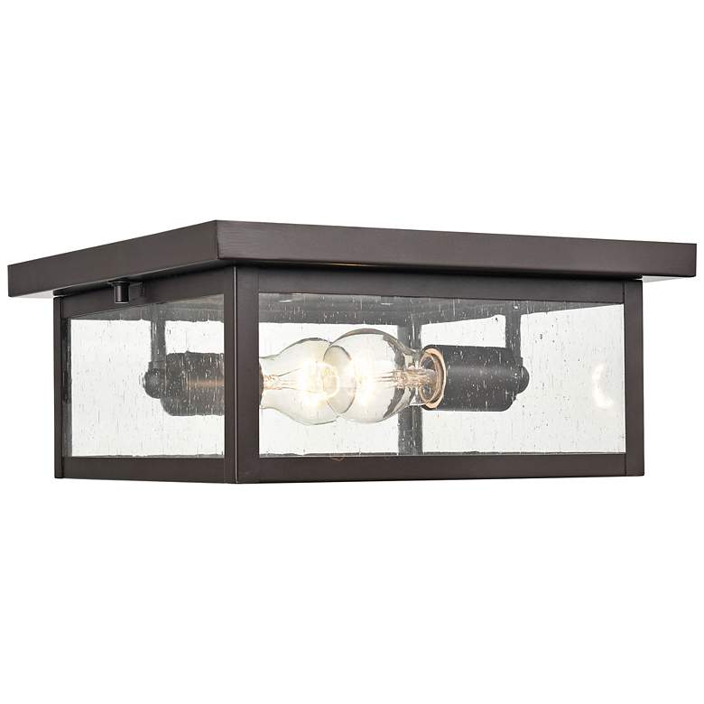 Image 1 Evanton 12" Wide Bronze 2-Light Outdoor Ceiling Light