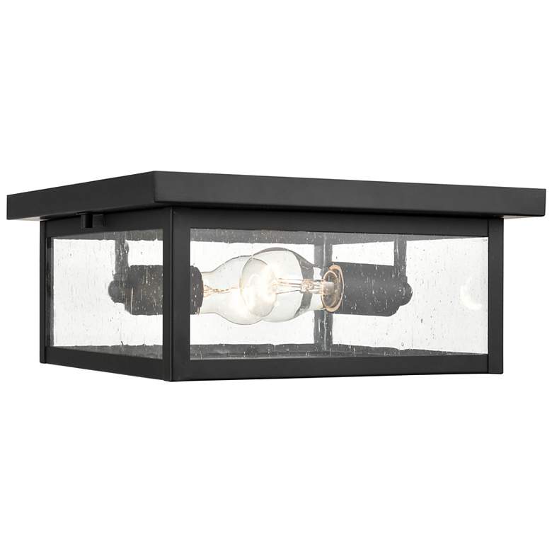 Image 1 Evanton 12" Wide Powder-Coated Black Outdoor Ceiling Light