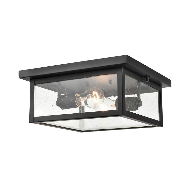 Image 3 Evanton 12" Wide Powder-Coated Black Outdoor Ceiling Light more views
