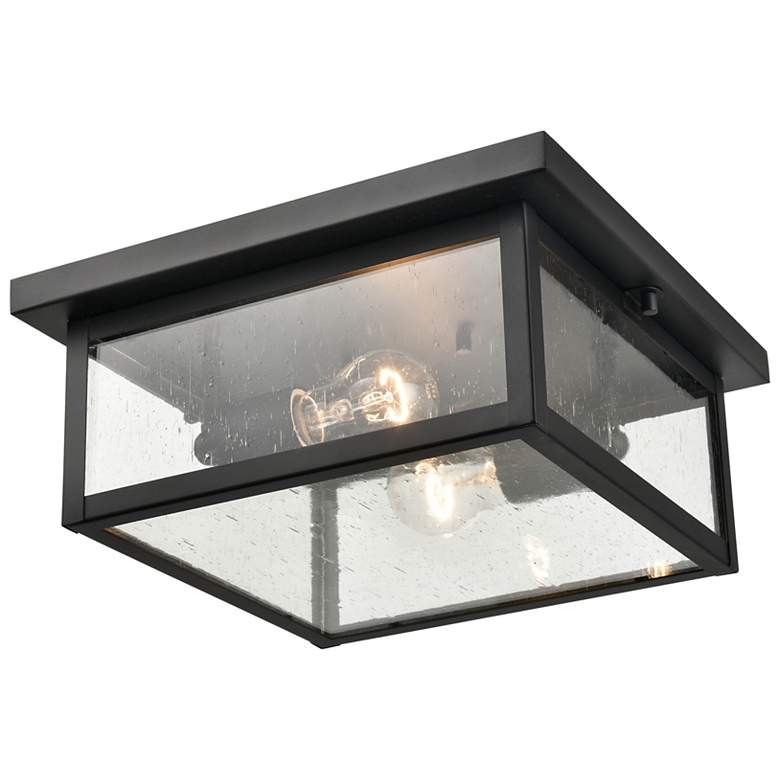 Image 4 Evanton 12" Wide Powder-Coated Black Outdoor Ceiling Light more views