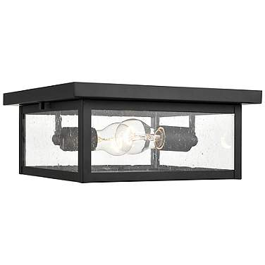 Evanton 12" Wide Powder-Coated Black Outdoor Ceiling Light