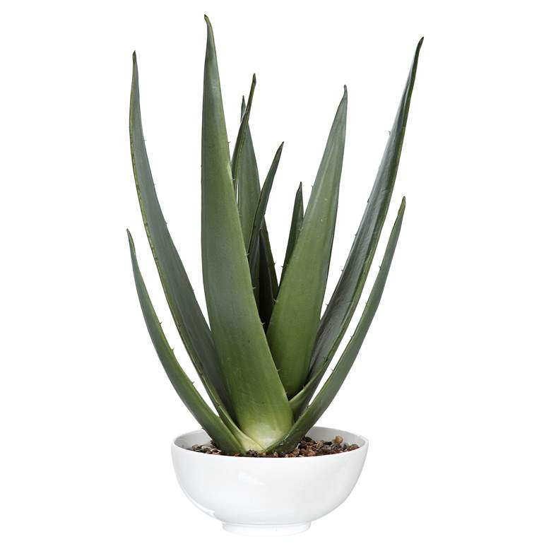 Image 2 Evarado Aloe Vera 30 inch High Faux Plant in White Bowl
