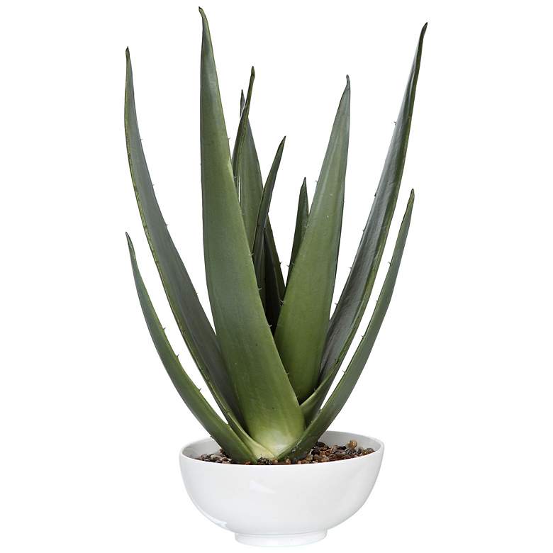 Image 2 Evarado Aloe Vera 30 inch High Faux Plant in White Bowl