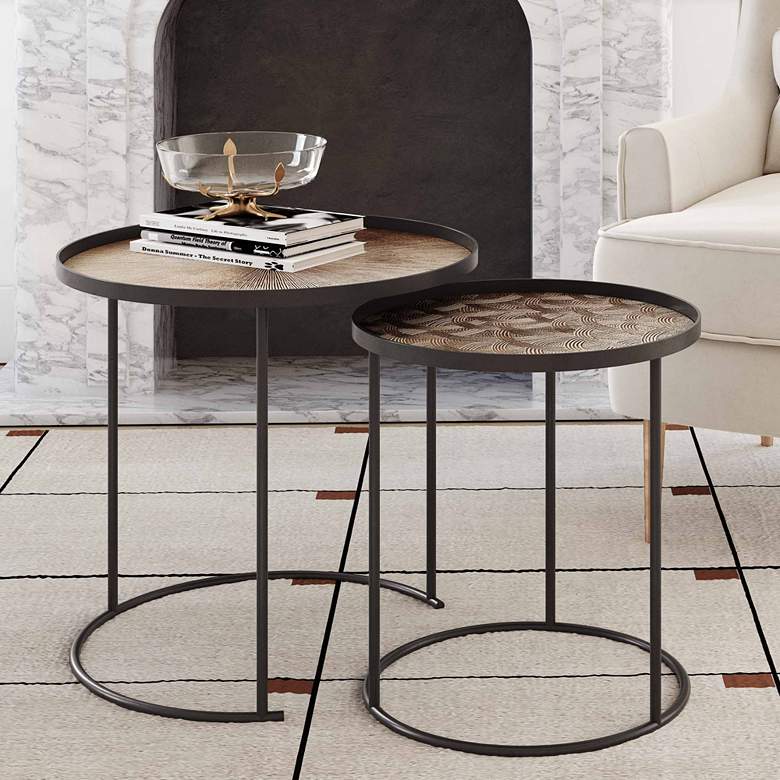 Image 1 Eve Gold and Black Round Nesting Side Tables Set of 2