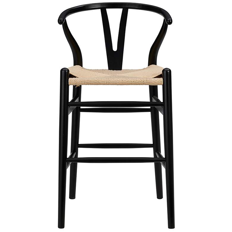 Image 2 Evelina 26" Black Wood Counter Stool with Natural Rush Seat more views