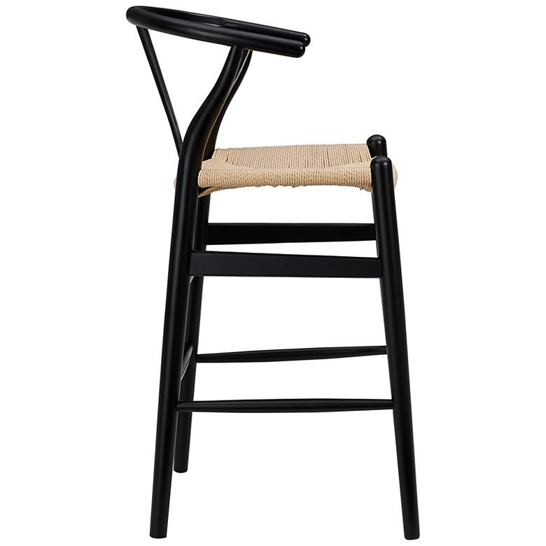 Image 3 Evelina 26" Black Wood Counter Stool with Natural Rush Seat more views