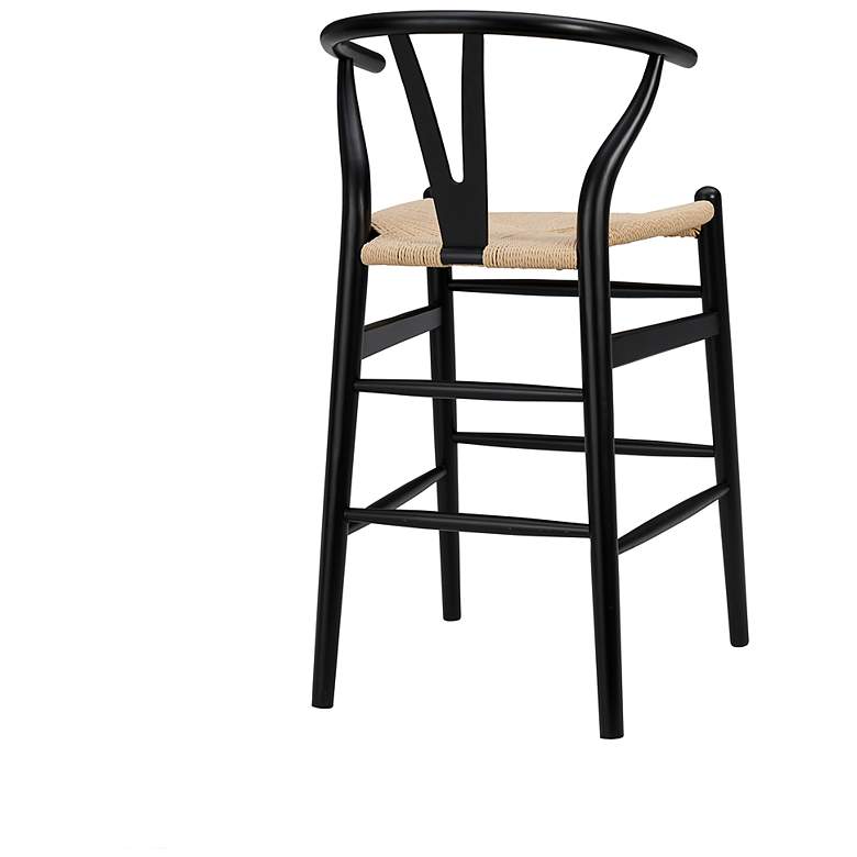 Image 4 Evelina 26 inch Black Wood Counter Stool with Natural Rush Seat more views
