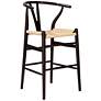 Evelina 26" High Walnut Wood Counter Stool with Natural Rush Seat
