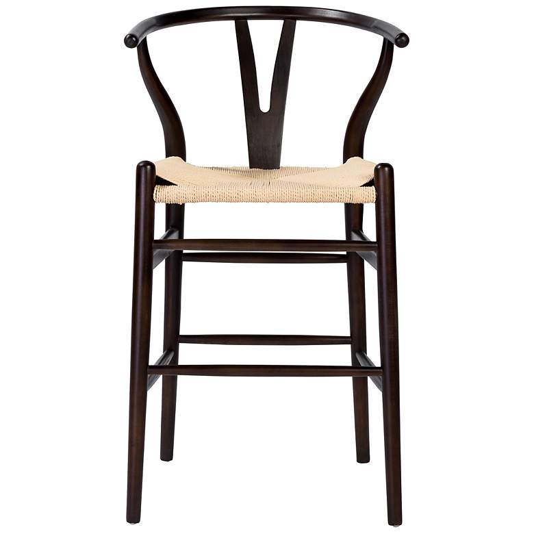 Image 4 Evelina 26" High Walnut Wood Counter Stool with Natural Rush Seat more views