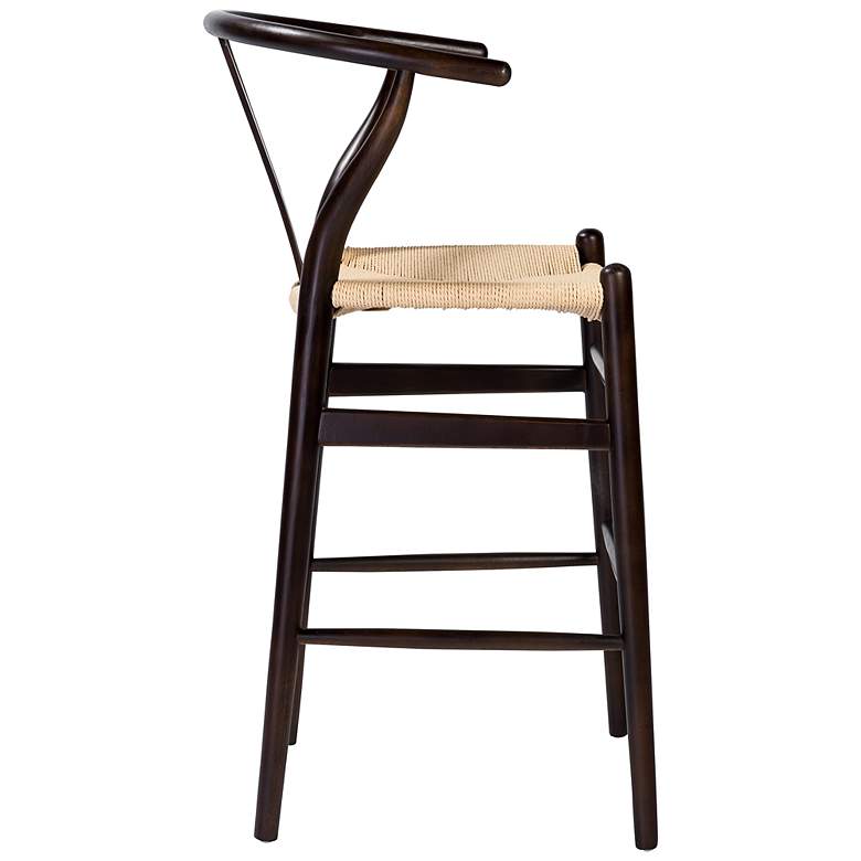 Image 5 Evelina 26" High Walnut Wood Counter Stool with Natural Rush Seat more views