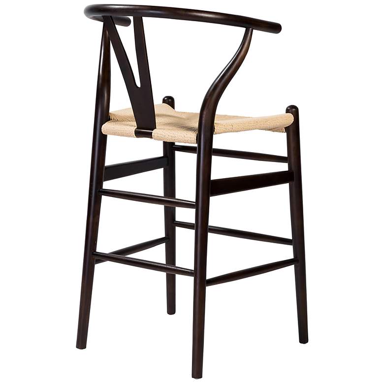Image 6 Evelina 26" High Walnut Wood Counter Stool with Natural Rush Seat more views