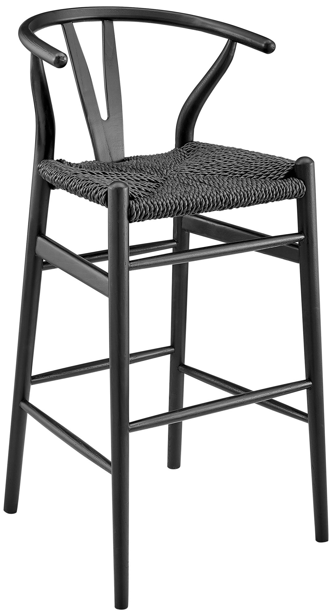 Image Evelina 30" Black Rattan Outdoor Bar Stool